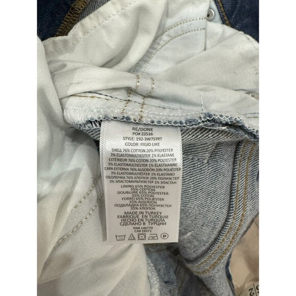 NWOT RE/DONE Womens Sz 25 Blue Rigid Like Denim High Rise 70s Straight Leg Jeans - Picture 8 of 12